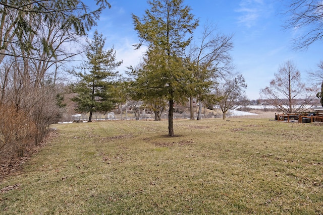 view of yard with a water view