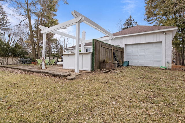 exterior space with a garage