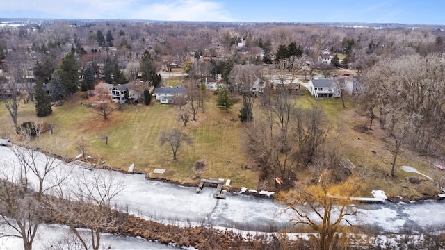 bird's eye view featuring a forest view