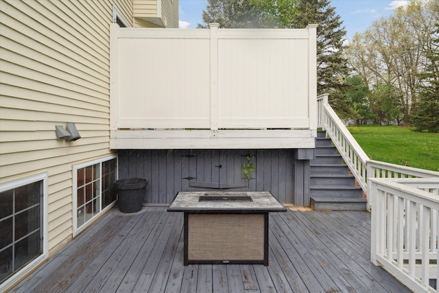 wooden deck with stairway