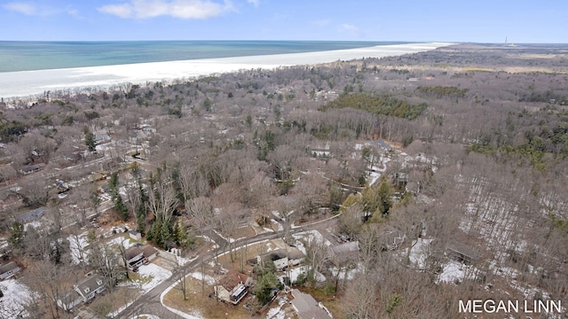 bird's eye view featuring a water view