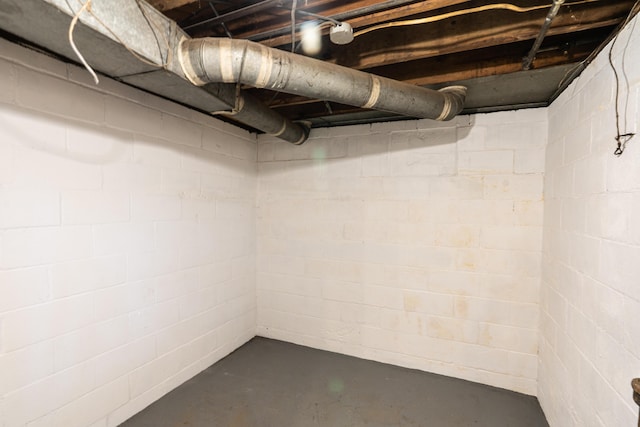 view of unfinished basement