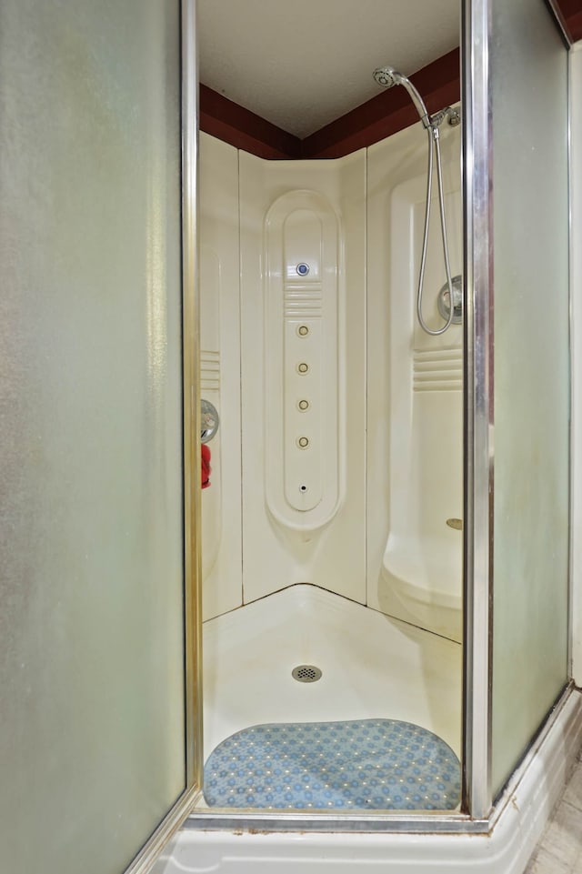 full bath with a shower stall