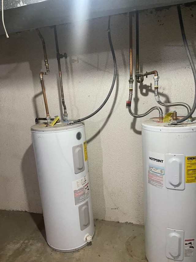 utility room featuring water heater