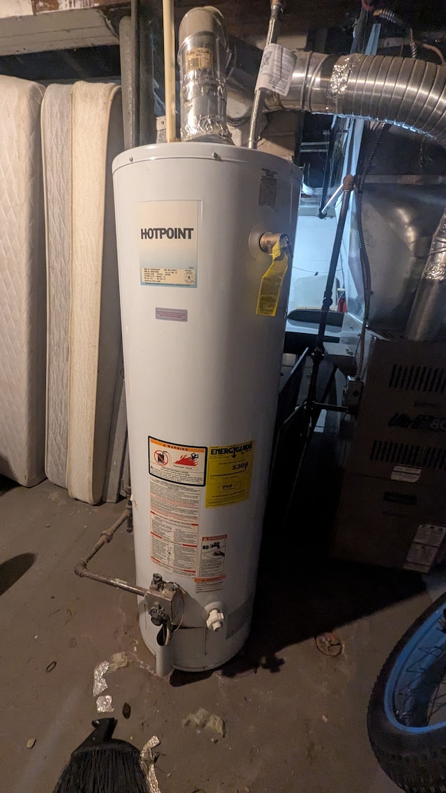 utility room with water heater