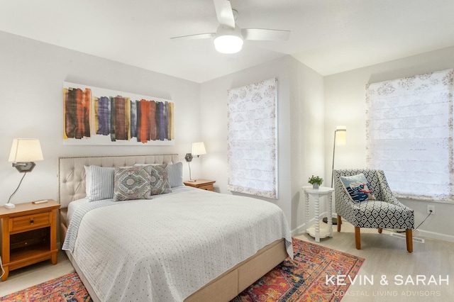 bedroom featuring ceiling fan