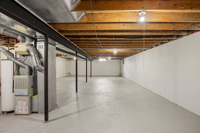 unfinished basement with heating unit