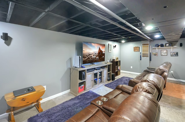 living room featuring baseboards