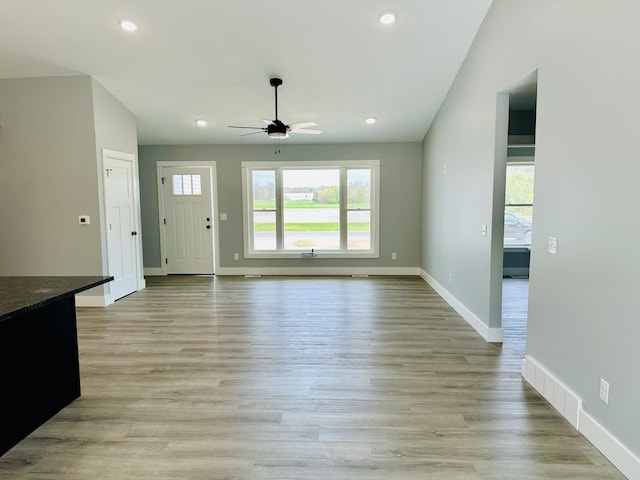 2653 Mclaughlin Ave, Muskegon, MI 49442 - unfurnished living room with visible vents, recessed lighting, plenty of natural light, and ceiling fan