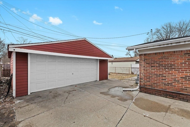 detached garage with fence