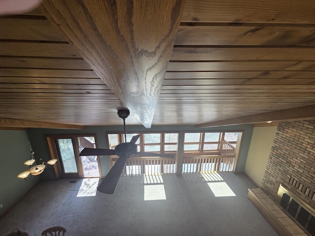 3075 Mineral Springs Trl, Mount Pleasant, MI 48858 - detailed view of carpet flooring and wooden ceiling