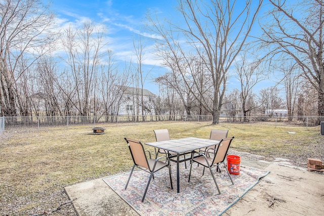 view of patio / terrace featuring outdoor dining space and a fenced backyard