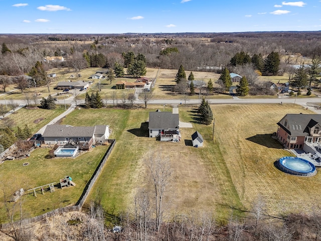 aerial view featuring a rural view