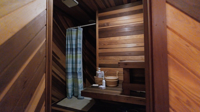 view of sauna