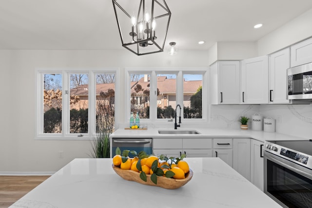 kitchen featuring a sink, plenty of natural light, appliances with stainless steel finishes, and wood finished floors