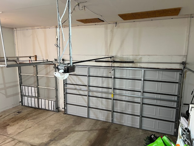 garage with a garage door opener