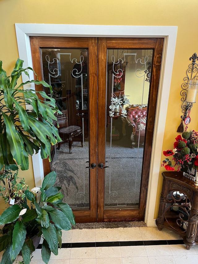 doorway to property with french doors