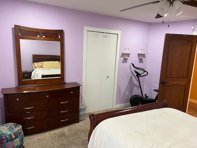 bedroom with carpet and ceiling fan