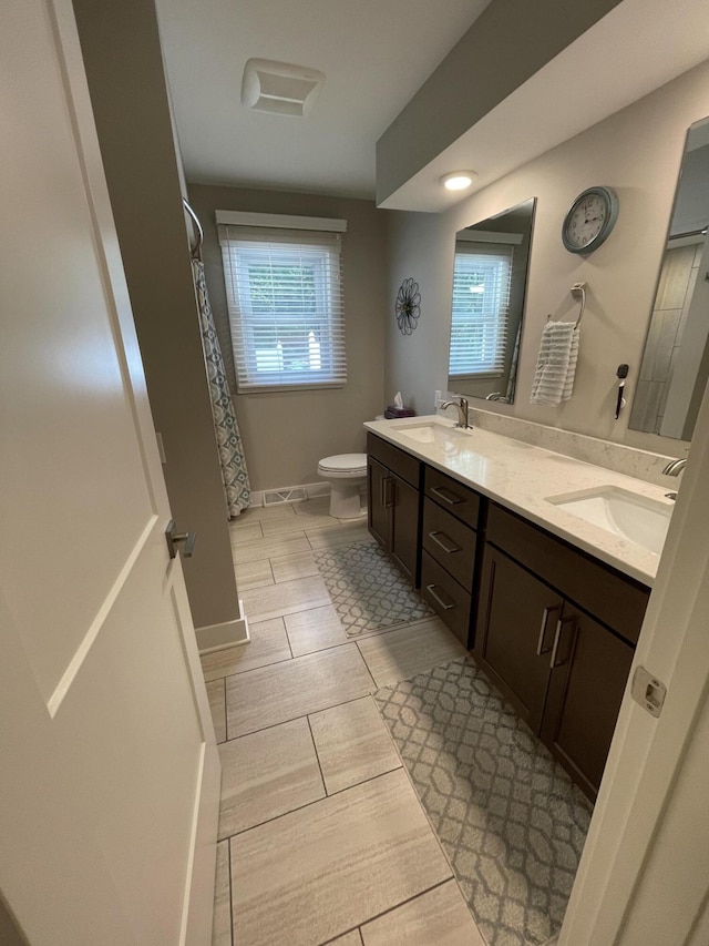 bathroom featuring a healthy amount of sunlight, a sink, and toilet