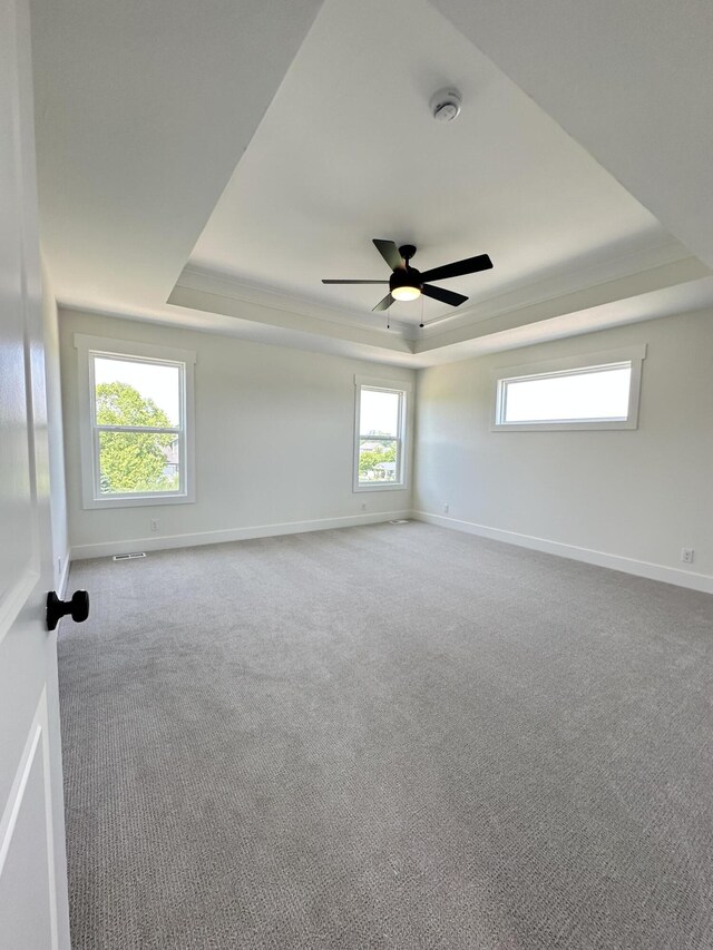 1846 Round Barn Dr, Hudsonville, MI 49426 - unfurnished room featuring a raised ceiling, a smoke detector, carpet flooring, a ceiling fan, and ornamental molding
