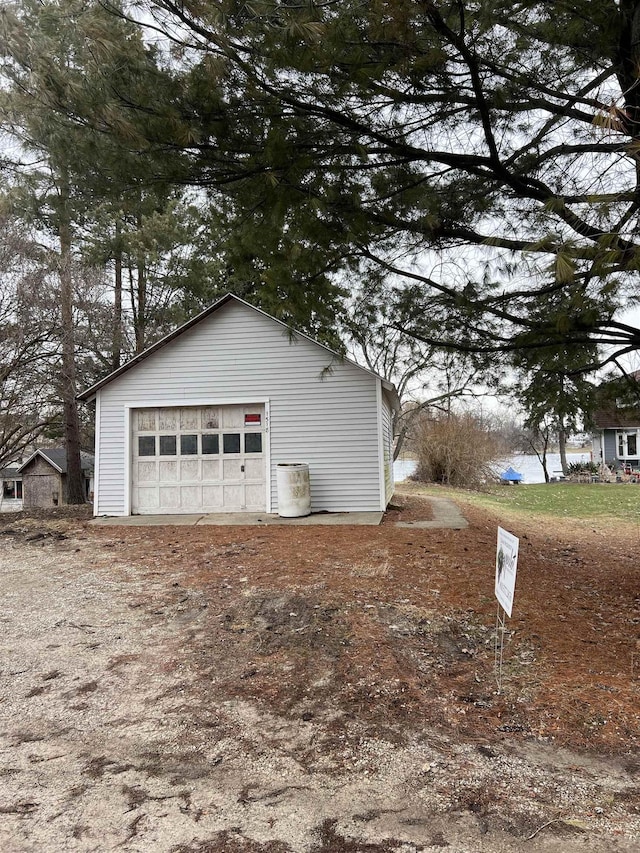 view of detached garage