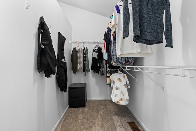 spacious closet featuring carpet floors and visible vents