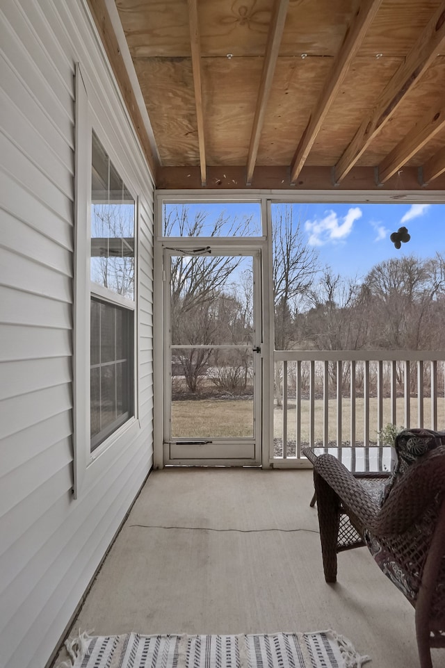 view of unfurnished sunroom