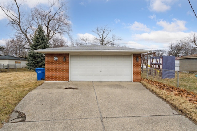 detached garage with fence