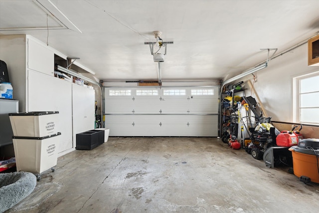 garage with a garage door opener