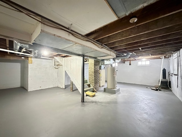 basement with gas water heater