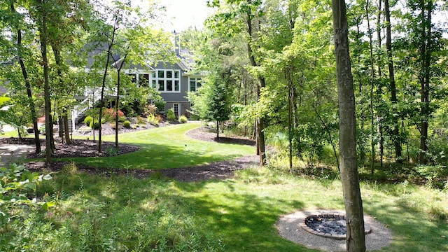 view of yard with stairway