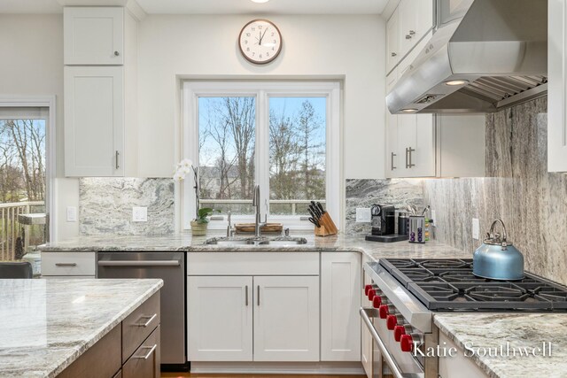 kitchen featuring appliances with stainless steel finishes, a sink, white cabinetry, and under cabinet range hood