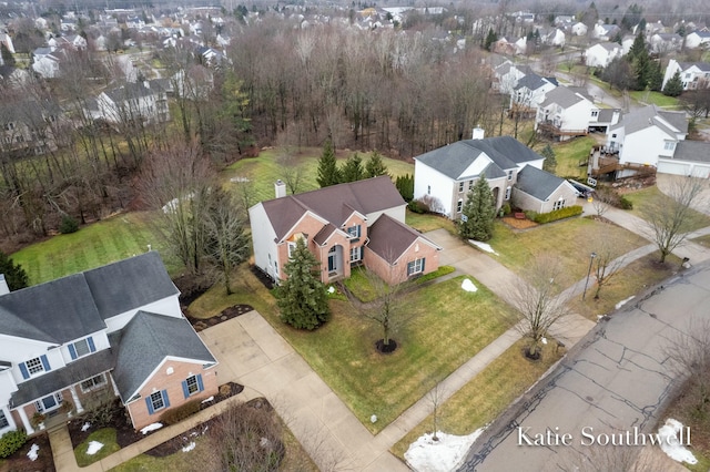 bird's eye view with a residential view