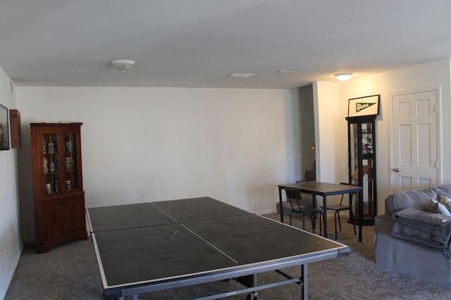 recreation room with carpet