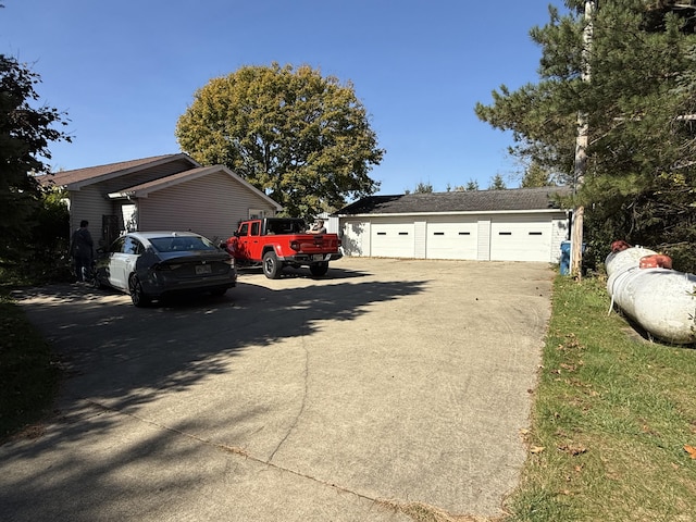 exterior space with a garage