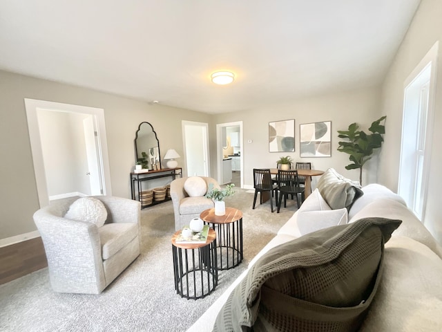 living area with baseboards