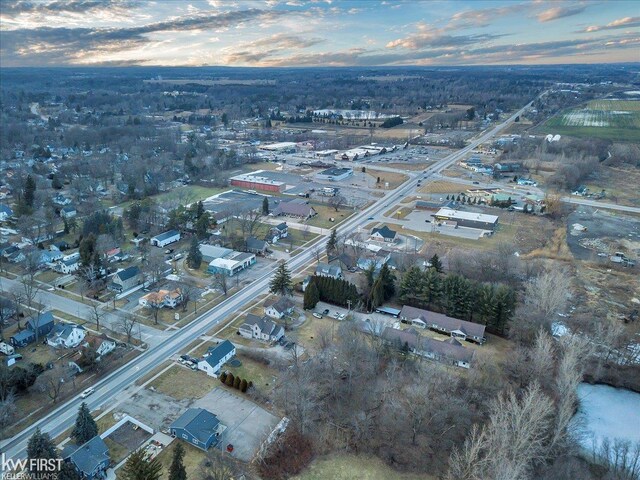 view of aerial view at dusk