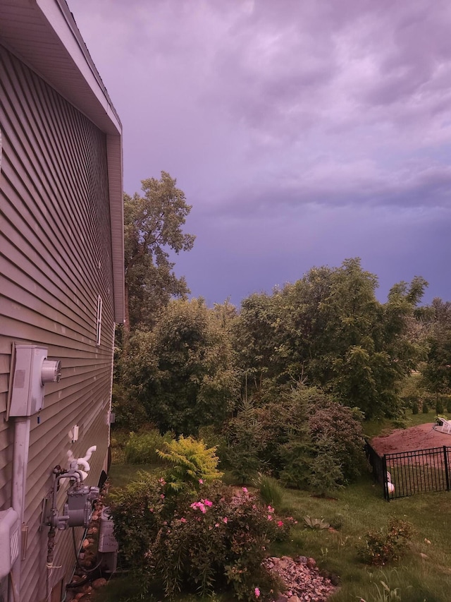 view of yard with fence