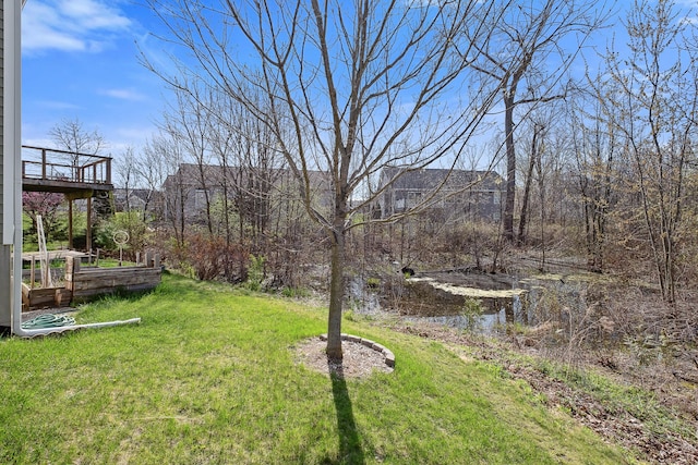 view of yard with a deck