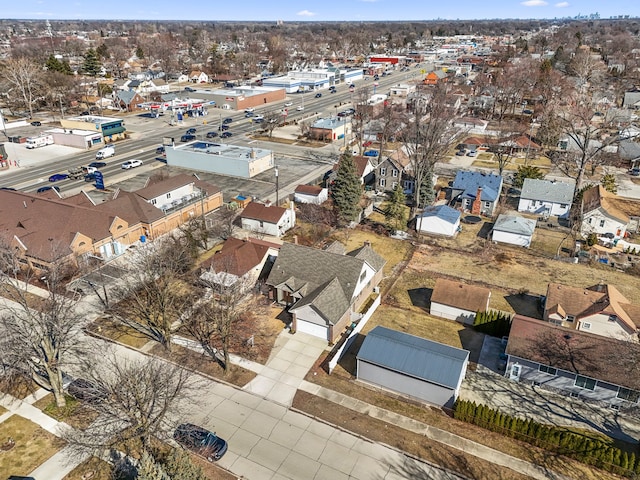 birds eye view of property with a residential view