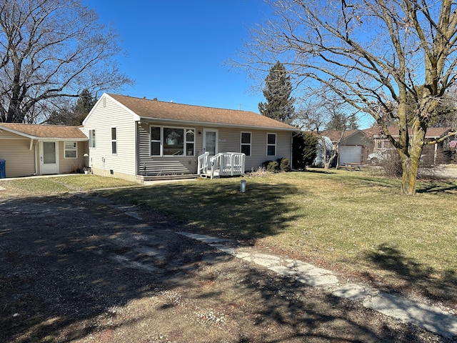 ranch-style house featuring a front yard