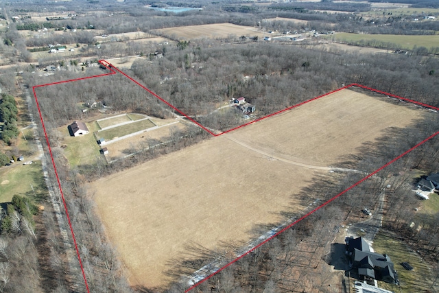 drone / aerial view featuring a rural view