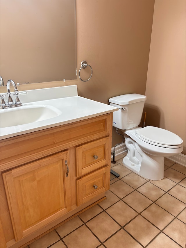 bathroom with tile patterned flooring, toilet, and vanity