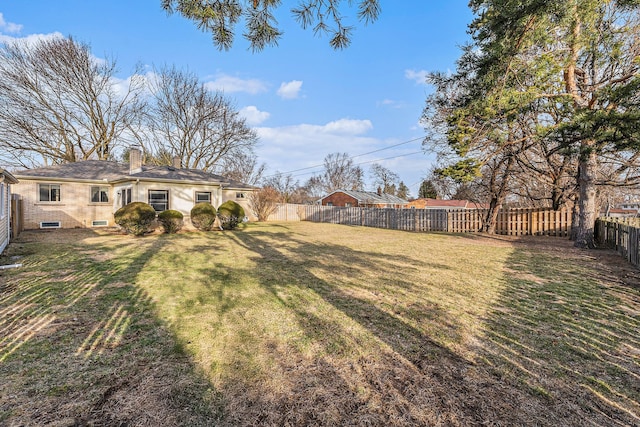 view of yard featuring a fenced backyard