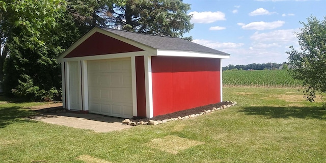 garage with a storage shed