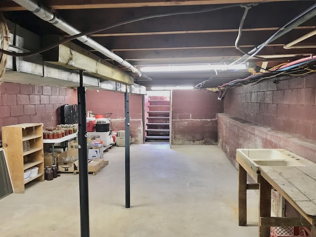 view of unfinished basement