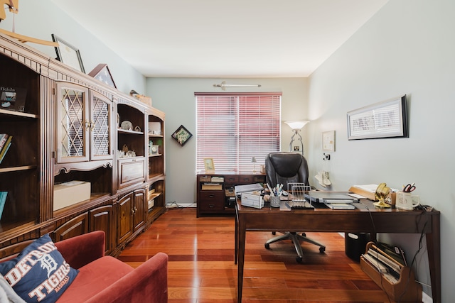 office with wood finished floors