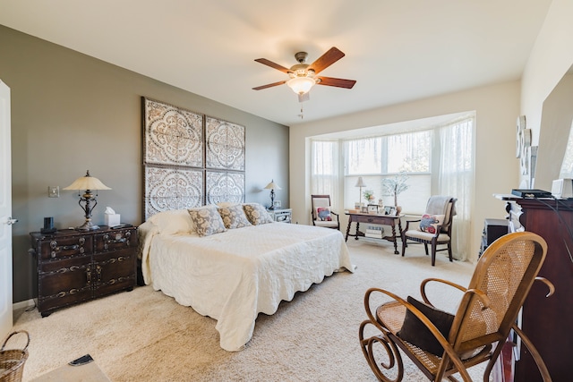 bedroom with carpet floors and ceiling fan