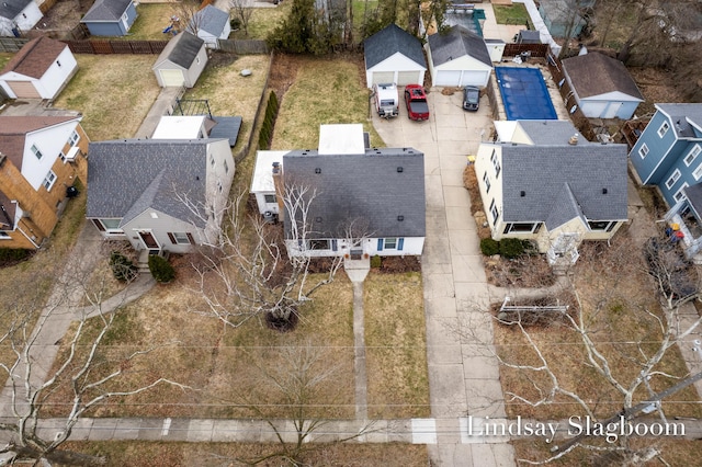 bird's eye view with a residential view