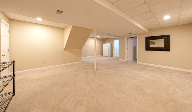 bonus room with visible vents, recessed lighting, light colored carpet, and baseboards